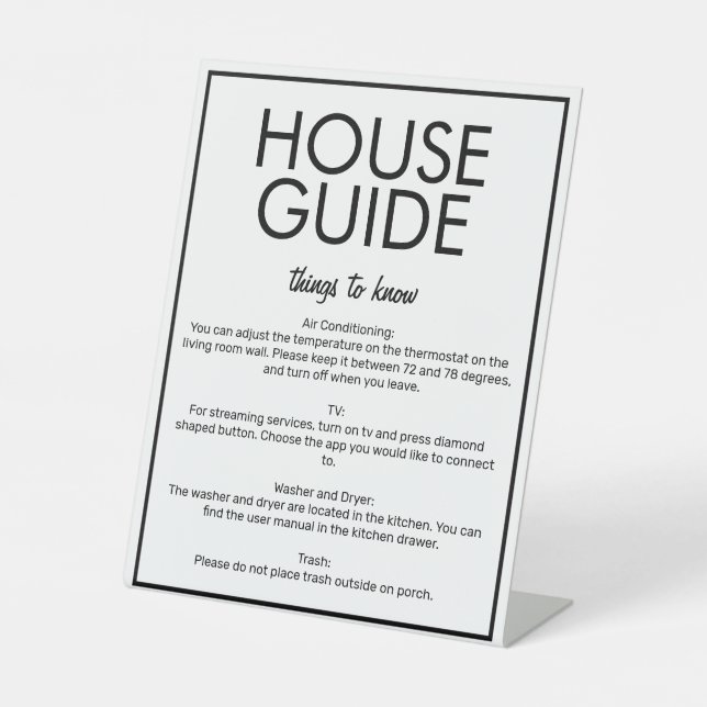 Modern Basic White House Guide Guest Table Sign (Front)