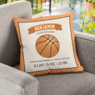 Modern Basketball Baby Birth Stats Cushion