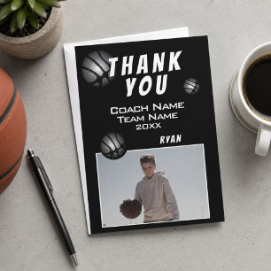 Modern Basketball Ball Photo Thank you Coach Card