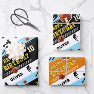 Modern Basketball Ball Player Sports Birthday Wrapping Paper Sheet
