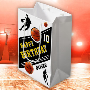 Modern Basketball Ball Player Themed Birthday  Medium Gift Bag