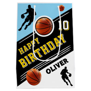 Modern Basketball Ball Player Themed Birthday  Medium Gift Bag