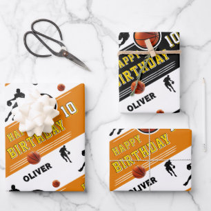 Modern Basketball Ball Player Themed Birthday  Wrapping Paper Sheet