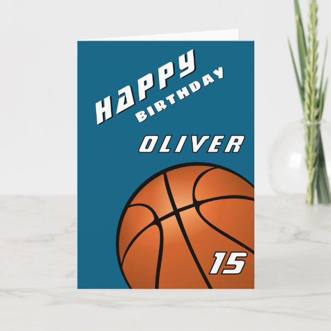 Modern Basketball Ball Sports Happy Birthday Card (Front)