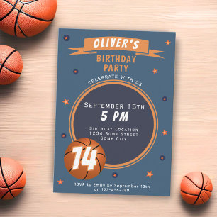Modern Basketball Ball Themed Sports Invitation