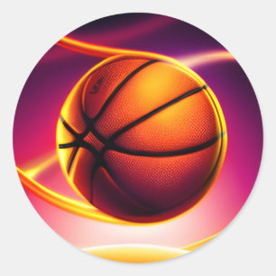 Modern Basketball Ball Vivid Sports  Classic Round Sticker