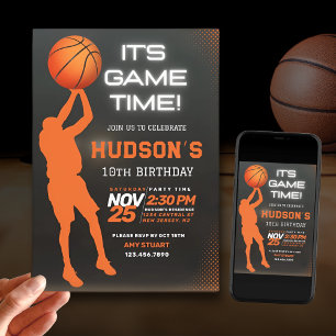 Modern Basketball Birthday Kids Sports Party  Invitation