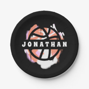 Modern Basketball Graffiti Player Name Cool Sport  Paper Plate