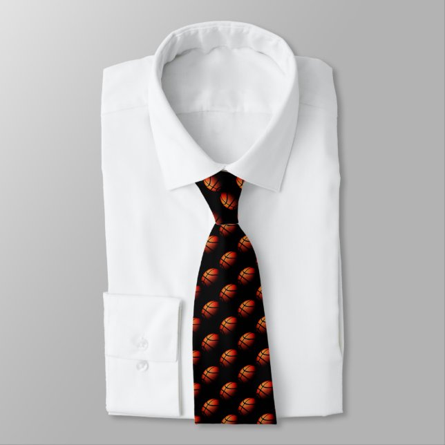 Modern Basketball Sport Ball Skin Texture Pattern Tie (Tied)