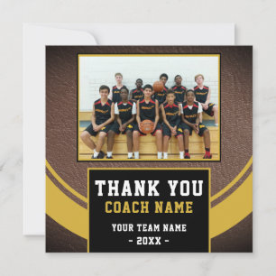 Modern Basketball Team Coach Photo Thank You Card