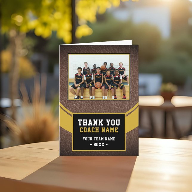 Modern Basketball Team Coach Photo Thank You Card (Creator Uploaded)