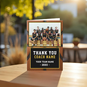 Modern Basketball Team Coach Photo Thank You Card