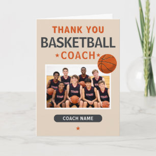 Modern Basketball Team Photo Coach Thank You Card