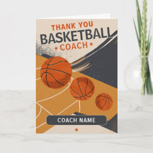 Modern Basketball Team Player Coach Thank You Card