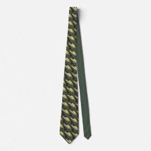 Modern Bass Fish Green Pattern Mens Tie