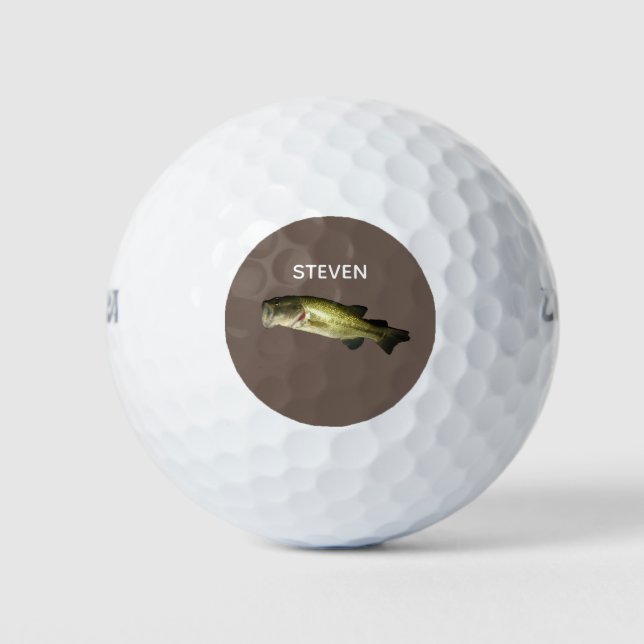 Modern Bass Fishing Personalised Golf Balls (Front)