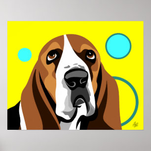 Modern Basset Hound Art Poster