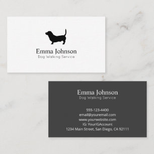 Modern Basset logo Dog Walking Business Card