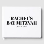Modern Bat Mitzvah Black and White Personalised Guest Book<br><div class="desc">Modern Bat Mitzvah Black and White Personalised Guest Book</div>