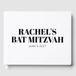 Modern Bat Mitzvah Black and White Personalised Guest Book<br><div class="desc">Modern Bat Mitzvah Black and White Personalised Guest Book</div>