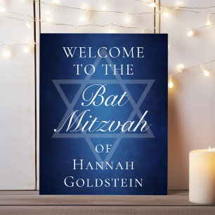 Modern Bat Mitzvah Blue Star of David Welcome Poster