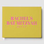 Modern Bat Mitzvah Cute Pink Yellow Personalised Guest Book<br><div class="desc">Modern Bat MitzvahCute Pink and Yellow Personalised Guest Book</div>