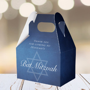 Modern Bat Mitzvah Party Blue Star of David Custom Favour Box