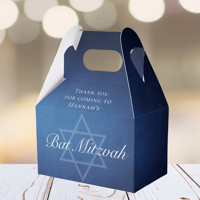 Modern Bat Mitzvah Party Blue Star of David Custom Favour Box (Creator Uploaded)