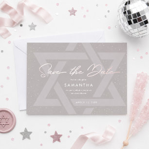 Modern Bat Mitzvah Save the Date Invitation