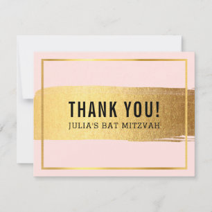 MODERN BAT MITZVAH thank you pink brushed gold