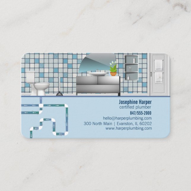 modern bathroom plumbing business card (Front)