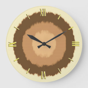 Modern batik circles - brown and beige large clock