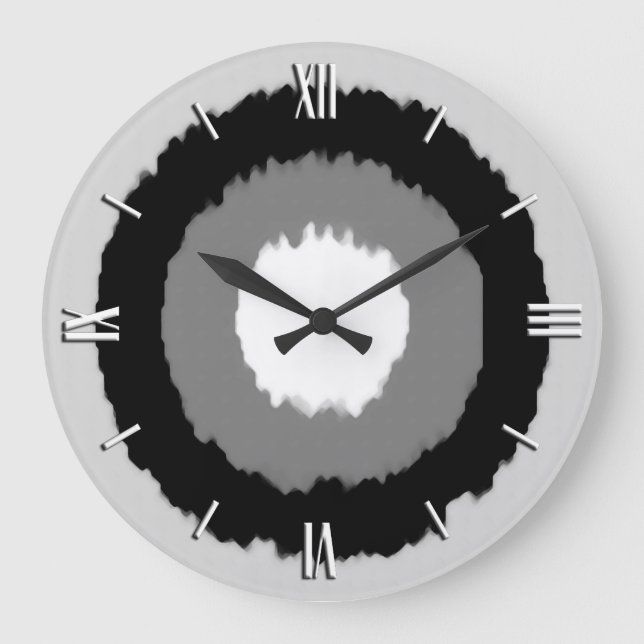 Modern batik circles - shades of grey large clock (Front)