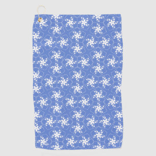 Modern Batik Pattern White Jasmine Floral Flower Golf Towel