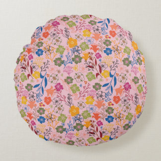 Modern Batik Rose Shadow Round Cushion
