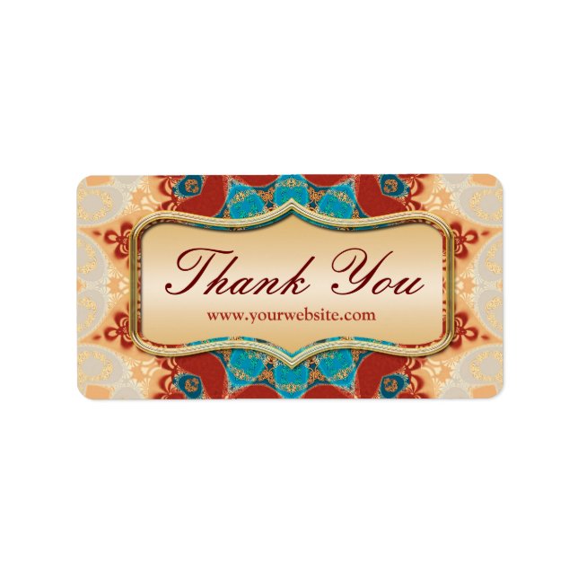 Modern Batik Thank You Sticker Labels (Front)