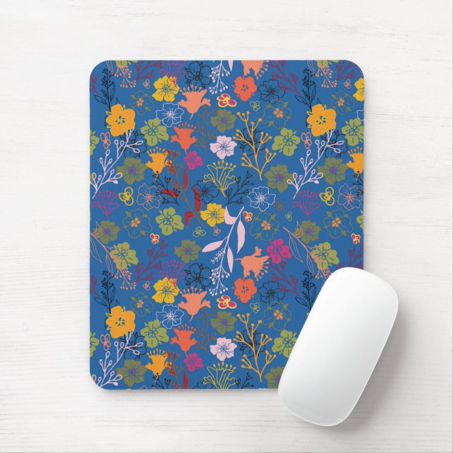 Modern Batik Victoria Blue Mouse Mat (With Mouse)