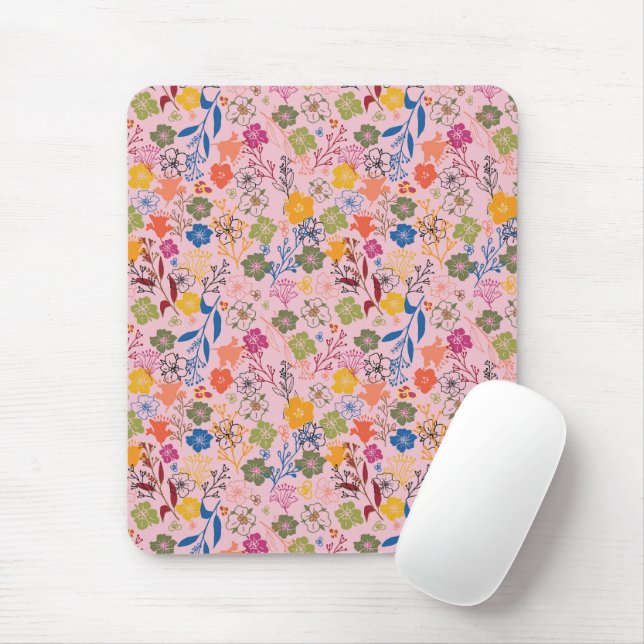 Modern Batik Victoria Rose Mouse Mat (With Mouse)