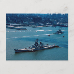 Modern battleship, "USS Wisconsin", New York, U.S. Postcard