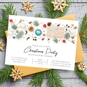 Modern Baubles Corporate Christmas Invitation