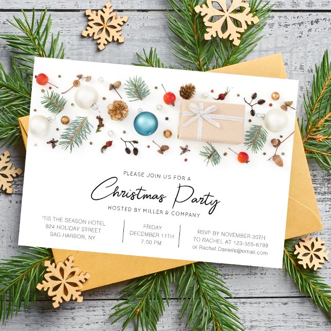 Modern Baubles Corporate Christmas Invitation (Creator Uploaded)