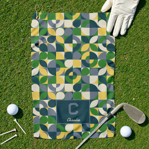 Modern Bauhaus Abstract Geometric Monogram Pattern Golf Towel