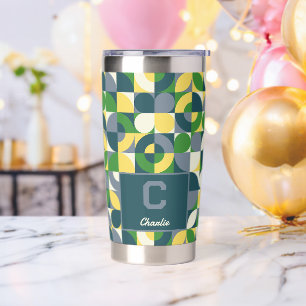 Modern Bauhaus Abstract Geometric Monogram Pattern Insulated Tumbler