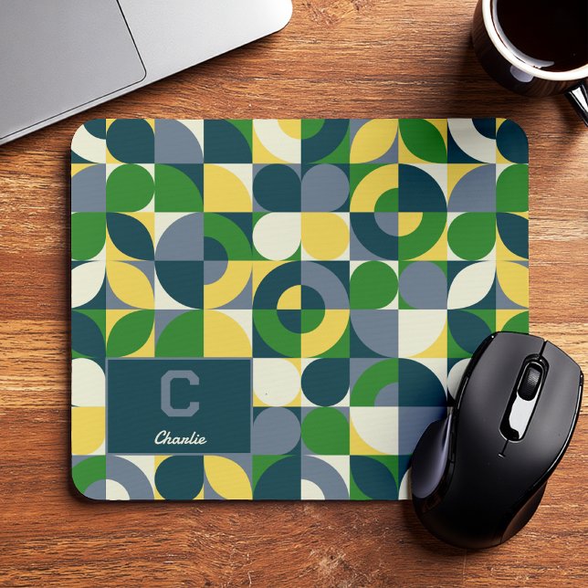 Modern Bauhaus Abstract Geometric Monogram Pattern Mouse Mat (Creator Uploaded)