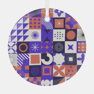 Modern Bauhaus: Bold Geometric Pattern. Glass Tree Decoration