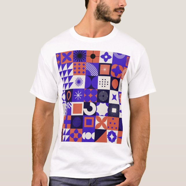 Modern Bauhaus: Bold Geometric Pattern. T-Shirt (Front)