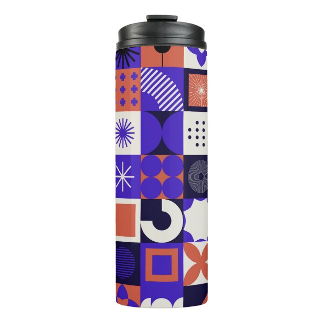 Modern Bauhaus: Bold Geometric Pattern. Thermal Tumbler (Front)