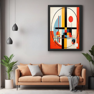 Modern Bauhaus-Inspired Geometric Abstract Art Poster