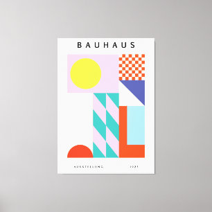 Modern Bauhaus Wall Art Pink Yellow