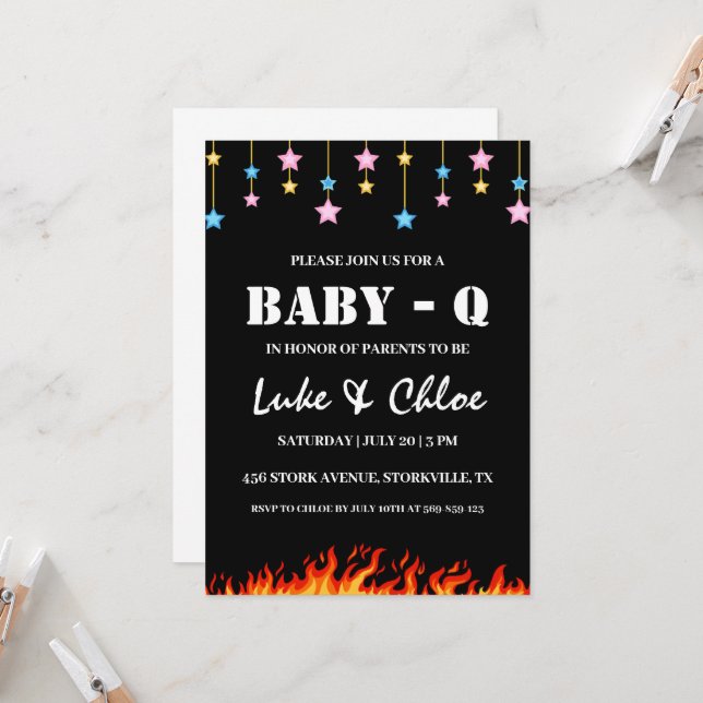 modern bbq baby shower invitations (Front/Back In Situ)
